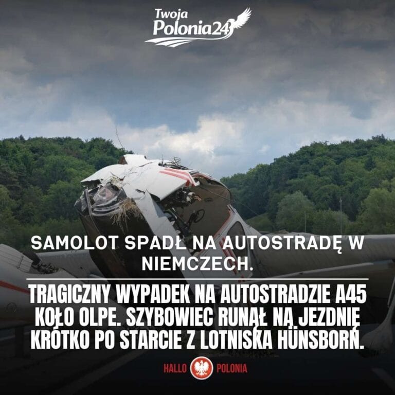 samolot spadł na autostradę w Niemczech