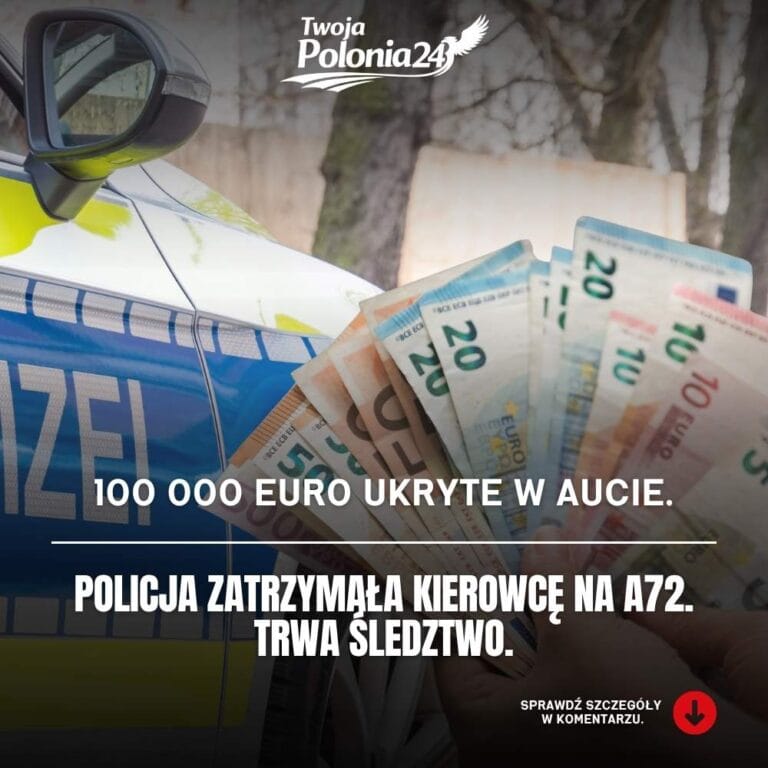 100 000 euro w gotówce znalezione w samochodzie podczas kontroli na A72