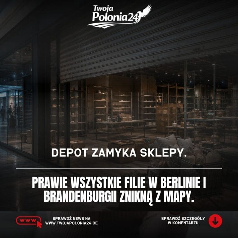 Depot zamyka sklepy w Berlinie i Brandenburgii, pusta witryna sklepu, centrum handlowe i kartki o wyprzedaży
