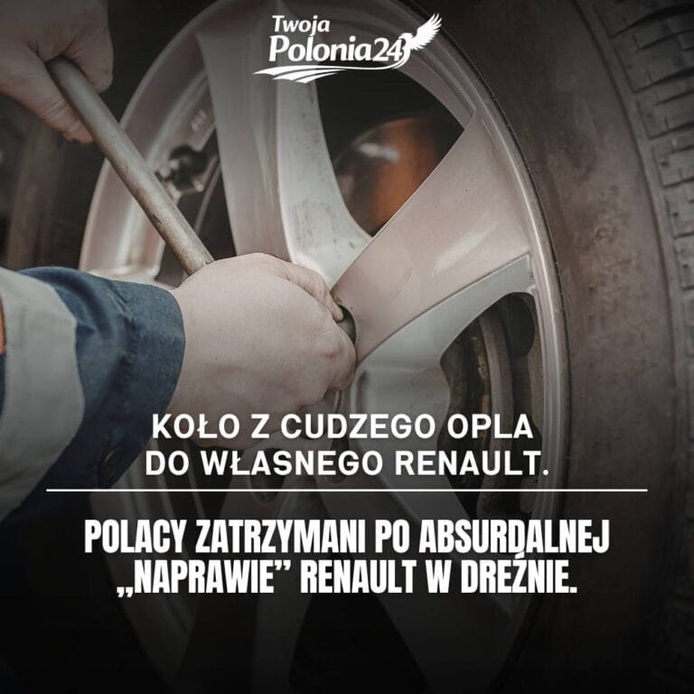 kradzież koła w Dreźnie po pękniętej oponie w Renault