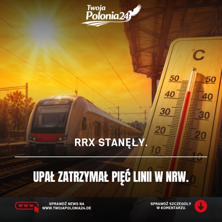 Pociągi RRX zatrzymane przez upał w NRW i pasażerowie czekający na peronie