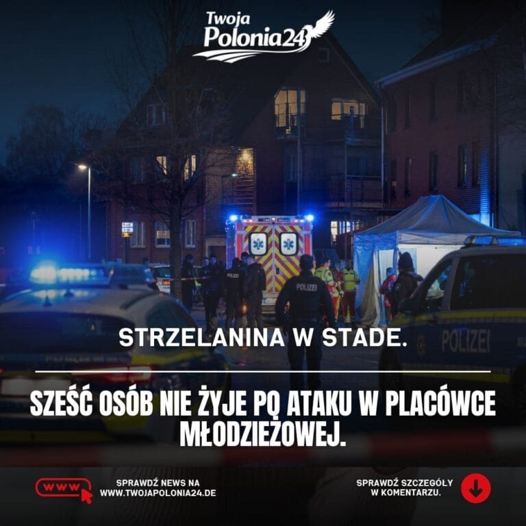 Strzelanina w Stade, policja i ratownicy przy miejscu tragedii w Dolnej Saksonii