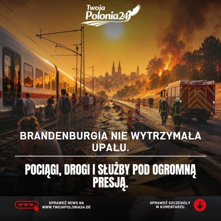 Upał w Brandenburgii, zatrzymany pociąg, zniszczona droga i służby ratunkowe podczas ekstremalnego weekendu