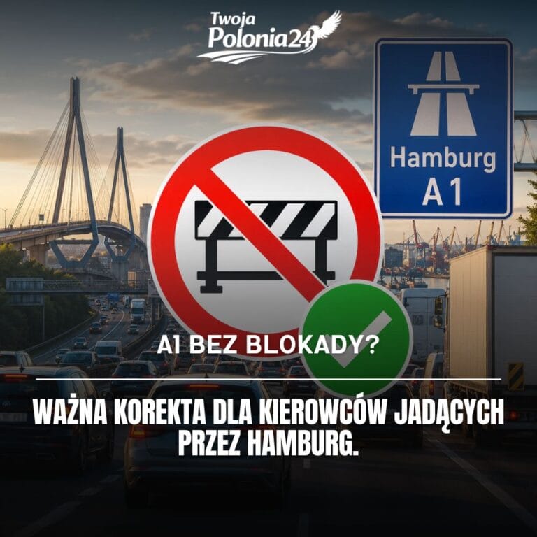 A1 Hamburg zamknięcie odwołane, korek samochodów na niemieckiej autostradzie pod Hamburgiem podczas wakacyjnego ruchu