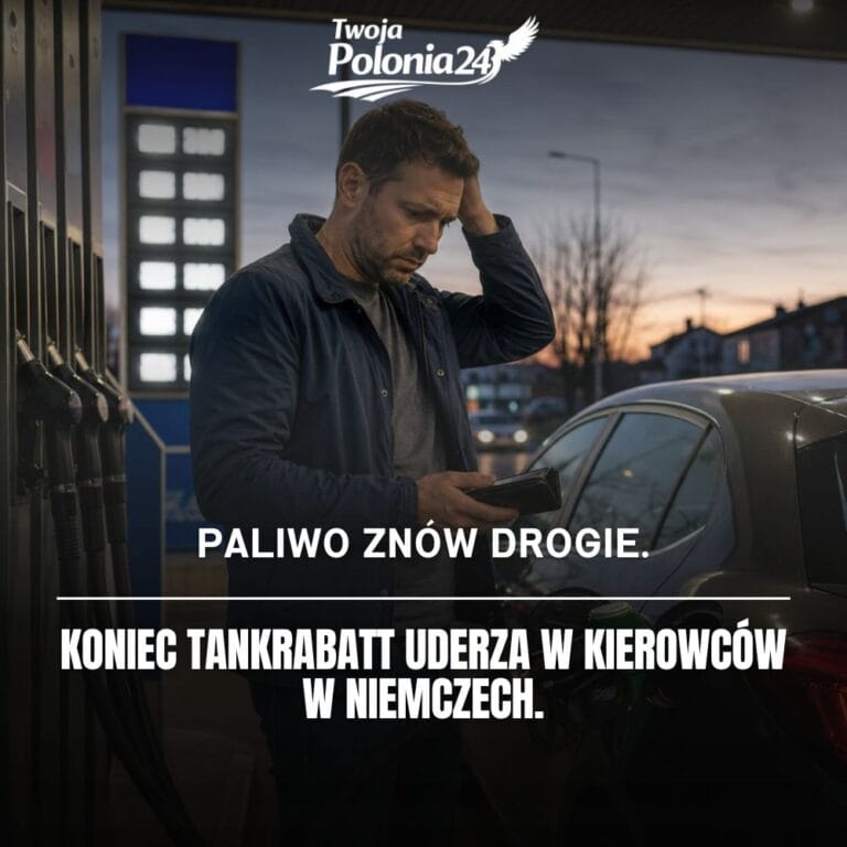 ceny paliwa w Niemczech, kierowca patrzy na dystrybutor benzyny po zakończeniu Tankrabatt