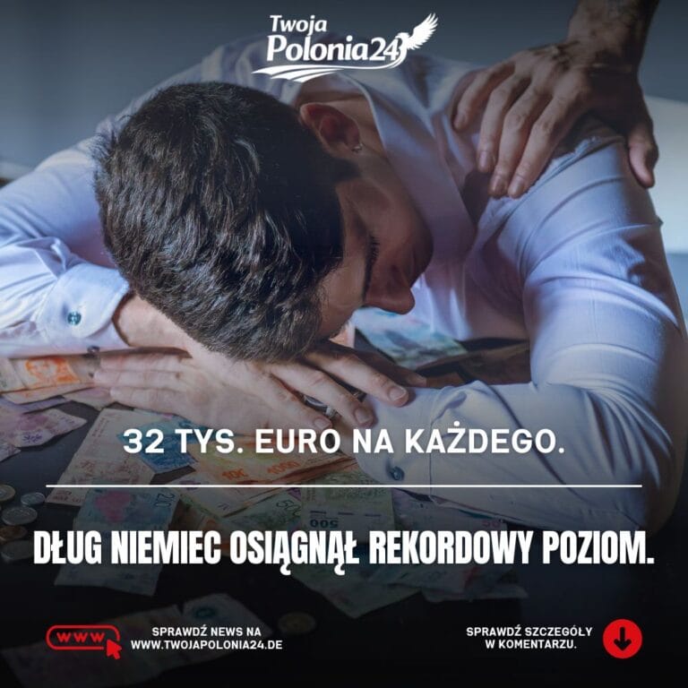 Dług na mieszkańca Niemiec wynoszący statystycznie 31 887 euro