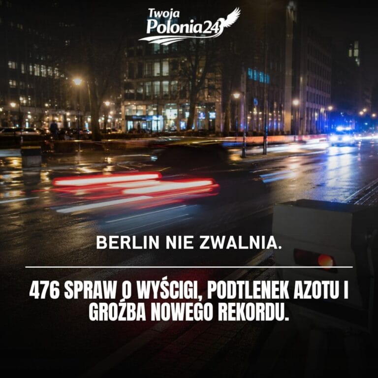 Nielegalne wyścigi w Berlinie, nocna ulica, szybkie samochody i policyjna kontrola po niebezpiecznej jeździe