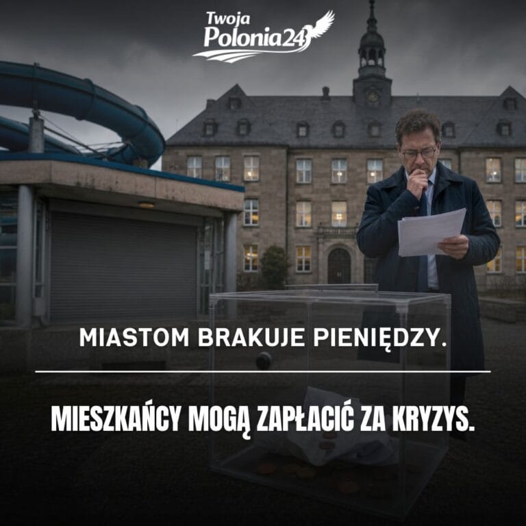 Niemieckim miastom brakuje pieniędzy, pusta miejska kasa przed niemieckim ratuszem