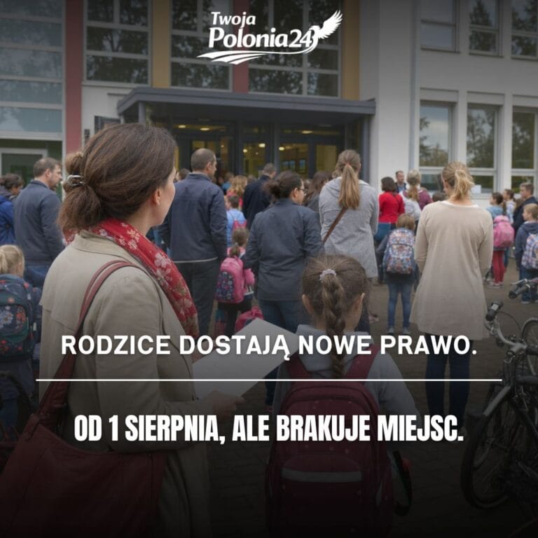 Prawo do opieki całodziennej, rodzic z dzieckiem czeka przed szkołą w Niemczech