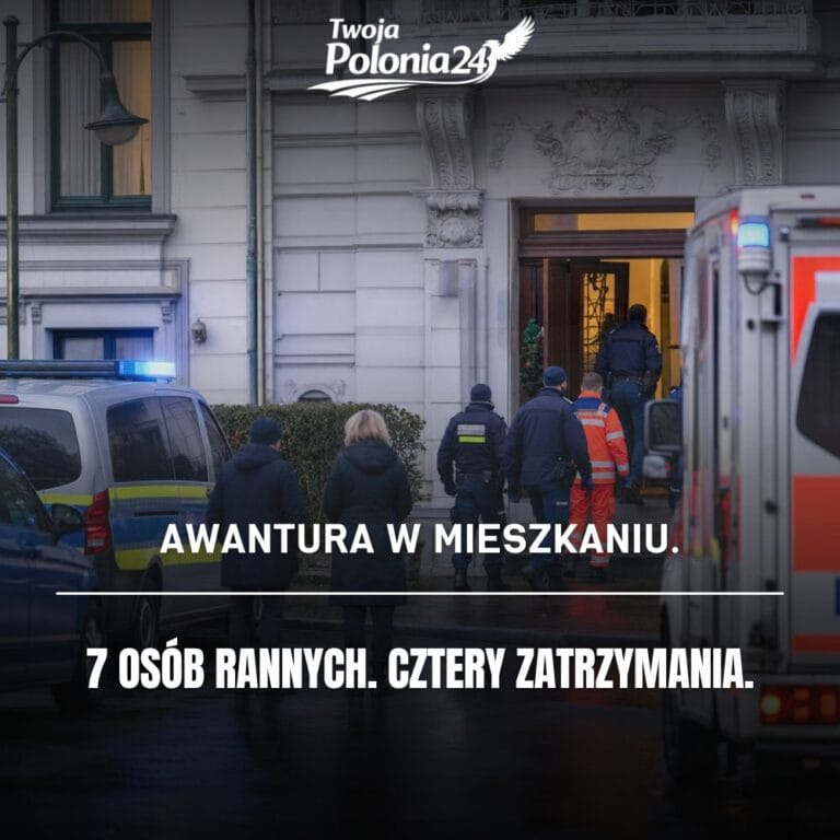 Siedem osób rannych w Düsseldorfie, policja i ratownicy przed budynkiem mieszkalnym w Pempelfort
