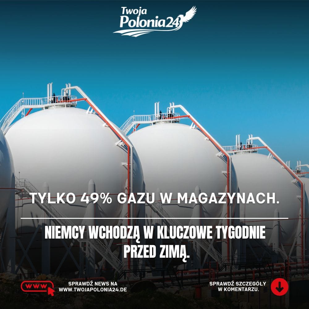 Magazyny gazu w Niemczech wypełnione tylko w około 49 procentach przed zimą 2026

