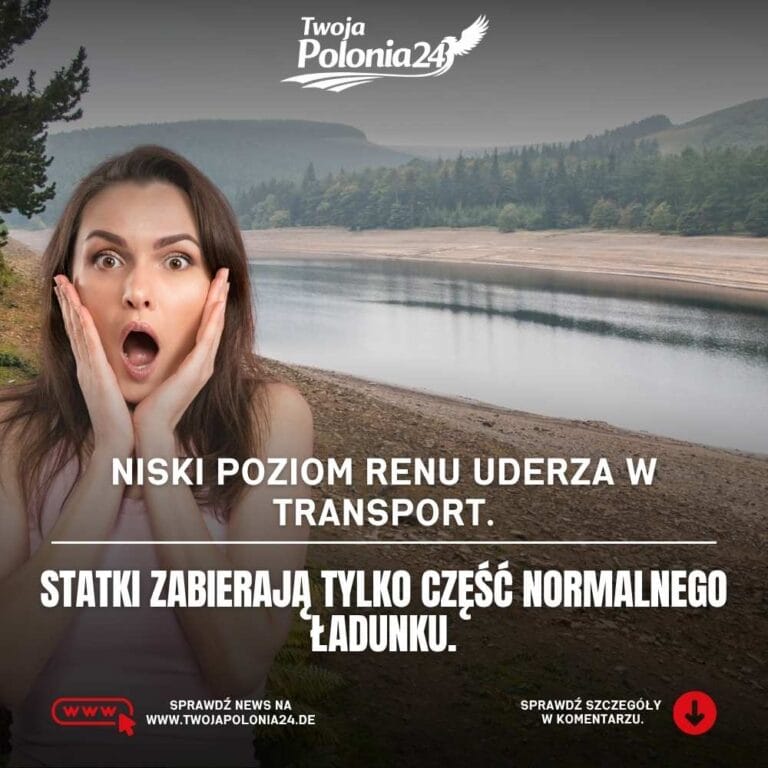 Niski poziom Renu i częściowo załadowany statek transportowy w Niemczech