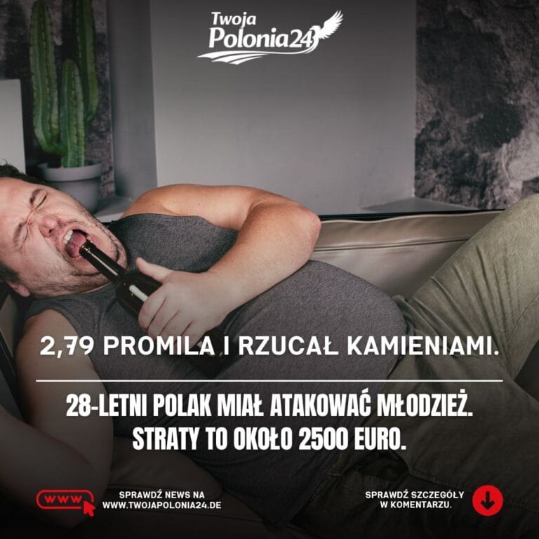 Pijany Polak we Frankfurcie nad Odrą miał 2,79 promila i według policji rzucał kamieniami w młodzież