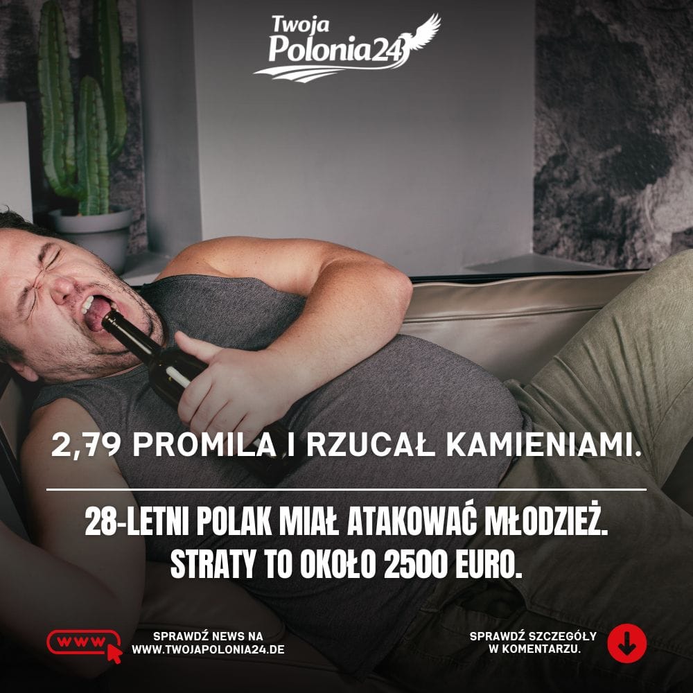 Pijany Polak we Frankfurcie nad Odrą miał 2,79 promila i według policji rzucał kamieniami w młodzież