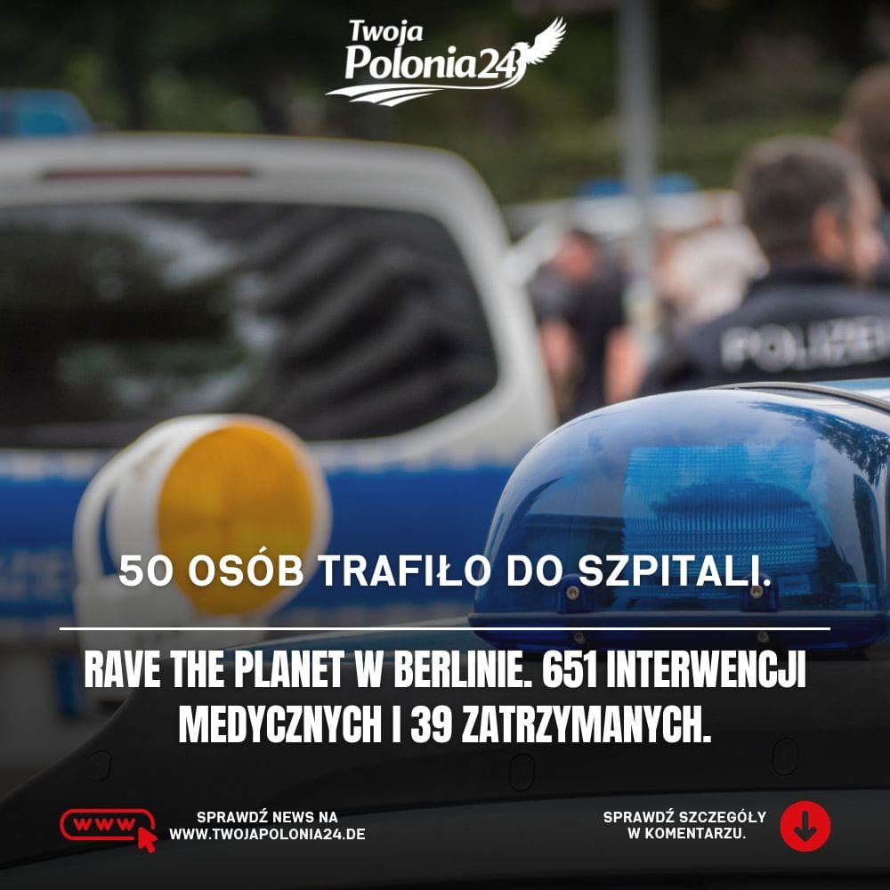 Rave The Planet Berlin 2026, 50 osób przewiezionych do szpitali i 39 tymczasowo zatrzymanych