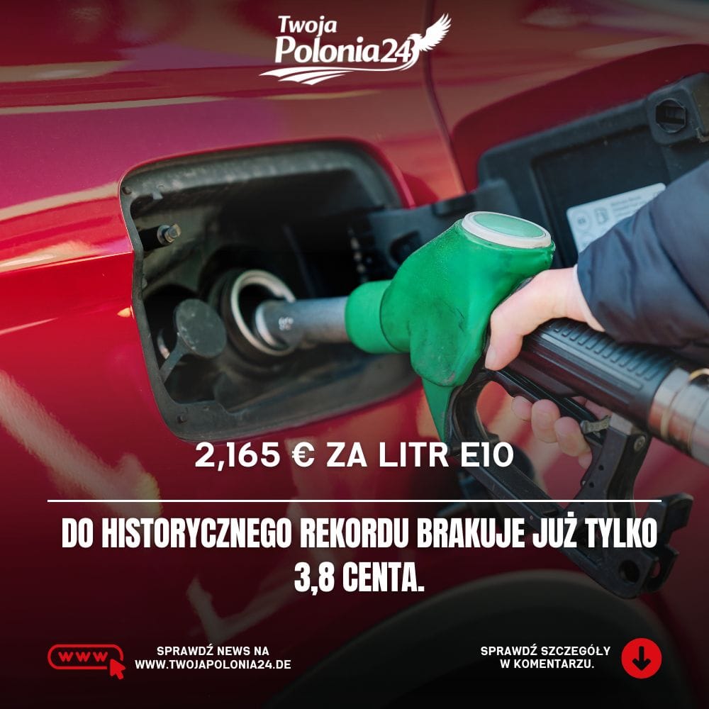 Rekord cen benzyny w Niemczech coraz bliżej przy cenie Super E10 2,165 euro za litr
