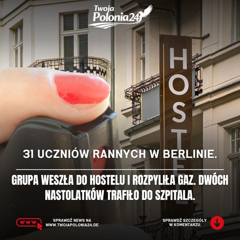Atak gazem w Berlinie, 31 uczniów rannych w hostelu w Berlinie-Mitte