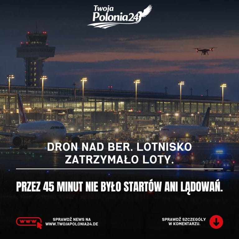 Dron nad BER spowodował wstrzymanie startów i lądowań na lotnisku w Berlinie