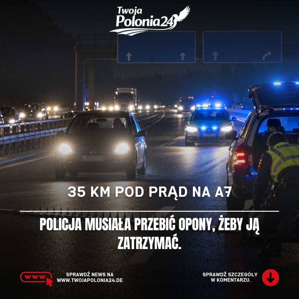 Jazda pod prąd na A7 przez prawie 35 kilometrów