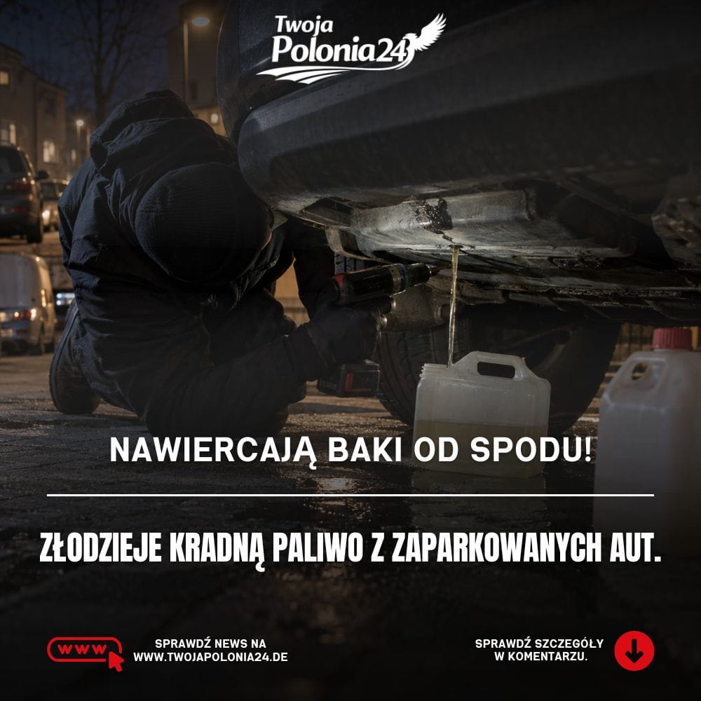 Kradzież paliwa z samochodów w Niemczech poprzez nawiercanie baków od spodu
