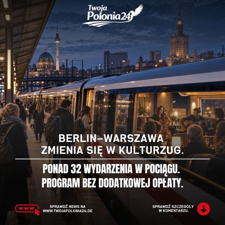 Kulturzug Berlin Warszawa podczas przejazdu między Polską a Niemcami