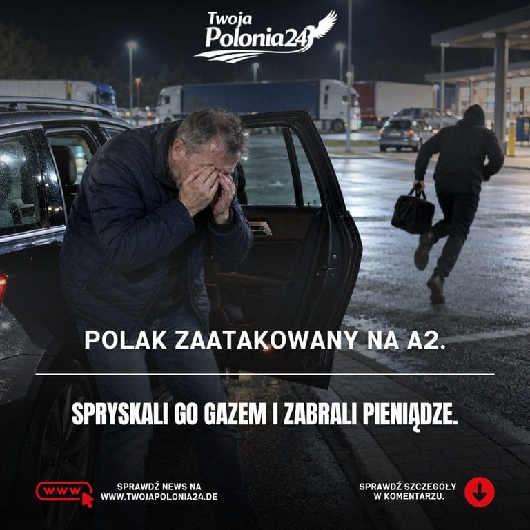 Polak zaatakowany na A2 na parkingu Bottrop-Süd w Niemczech