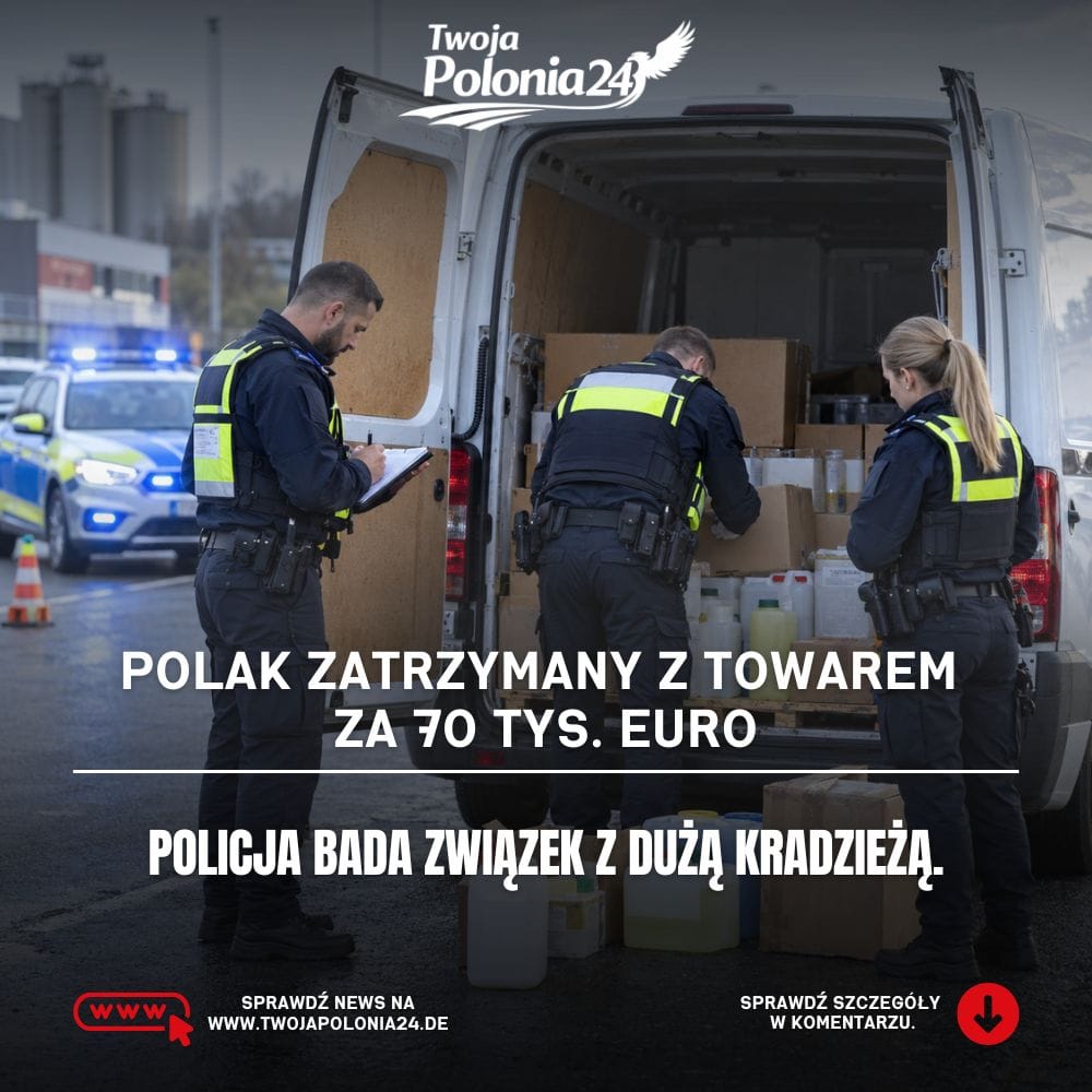Polak zatrzymany w Niemczech z towarem wartym około 70 tys. euro