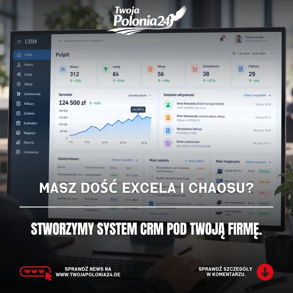 System CRM dla firmy z panelem klientów, zamówień i zadań