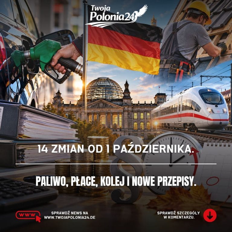 Zmiany w Niemczech od 1 października 2026 dotyczące paliwa, płac, kolei i nowych przepisów