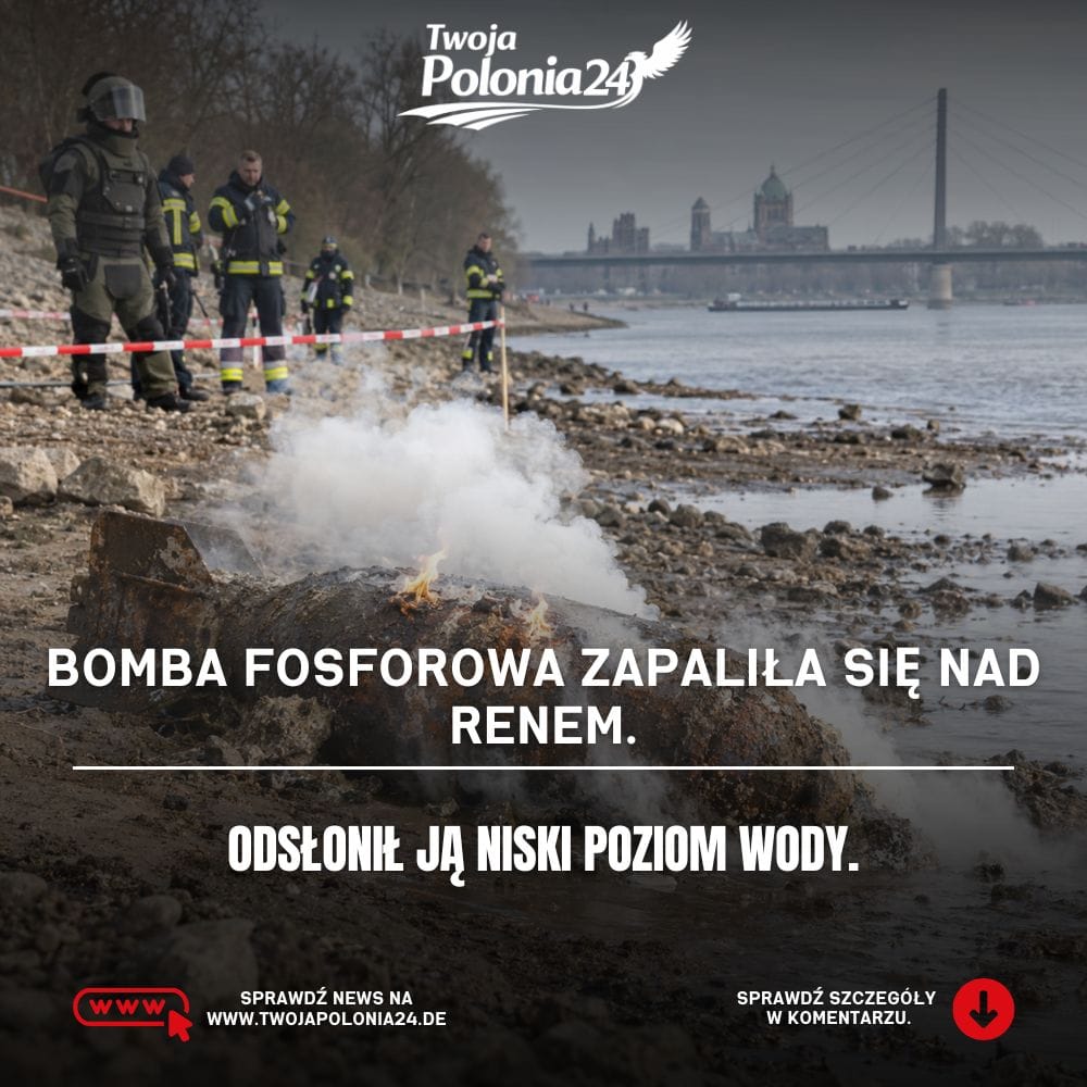 Bomba fosforowa nad Renem odsłonięta przez niski poziom wody