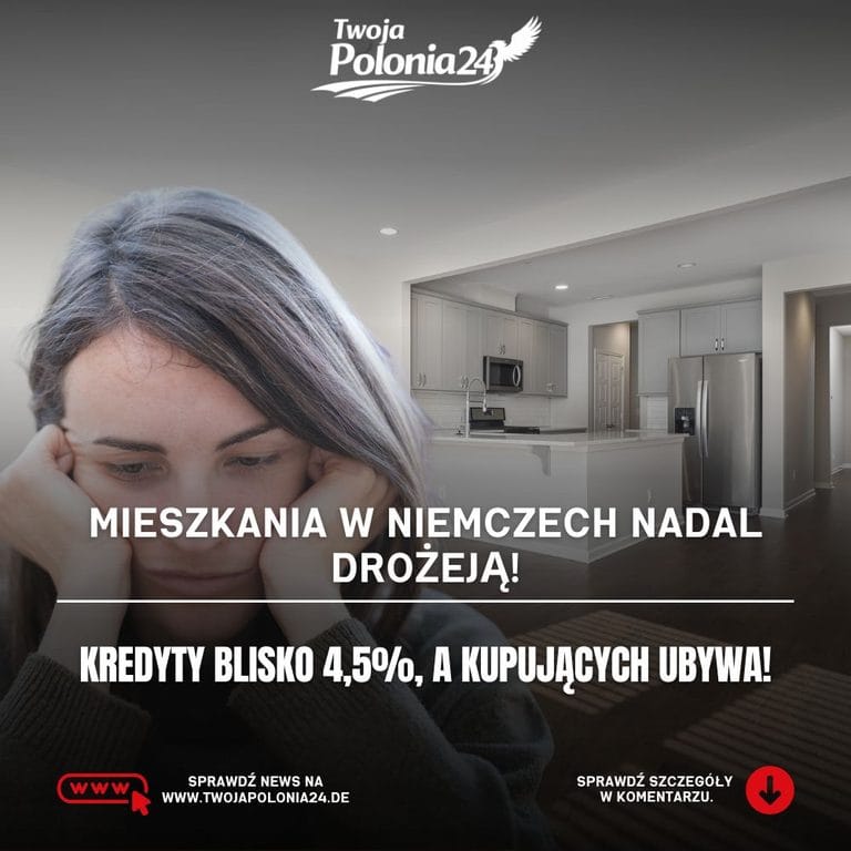 Ceny mieszkań w Niemczech – budynki mieszkalne i klucze do nieruchomości, ilustracja rosnących cen i oprocentowania kredytów hipotecznych.