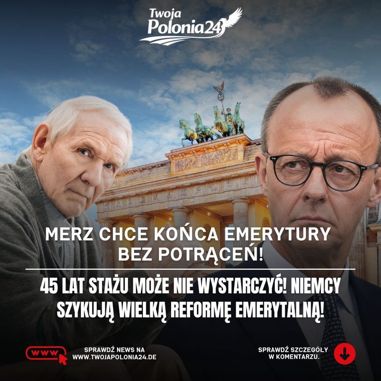 Emerytura po 45 latach w Niemczech – Friedrich Merz podczas przemówienia 13 października 2026 roku o likwidacji wcześniejszych emerytur bez potrąceń.