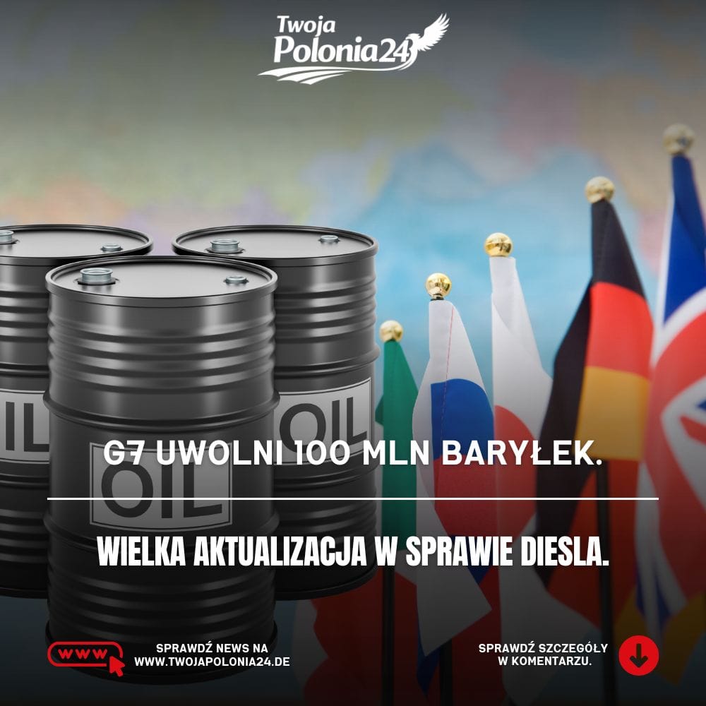 G7 uwolni 100 mln baryłek z rezerw ropy i diesla