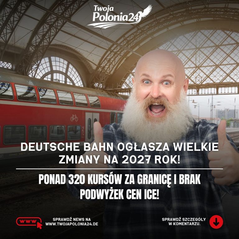 Nowy rozkład Deutsche Bahn 2027 – pociąg ICE na niemieckiej stacji kolejowej, ponad 320 międzynarodowych kursów dziennie i brak podwyżek podstawowych taryf dalekobieżnych.