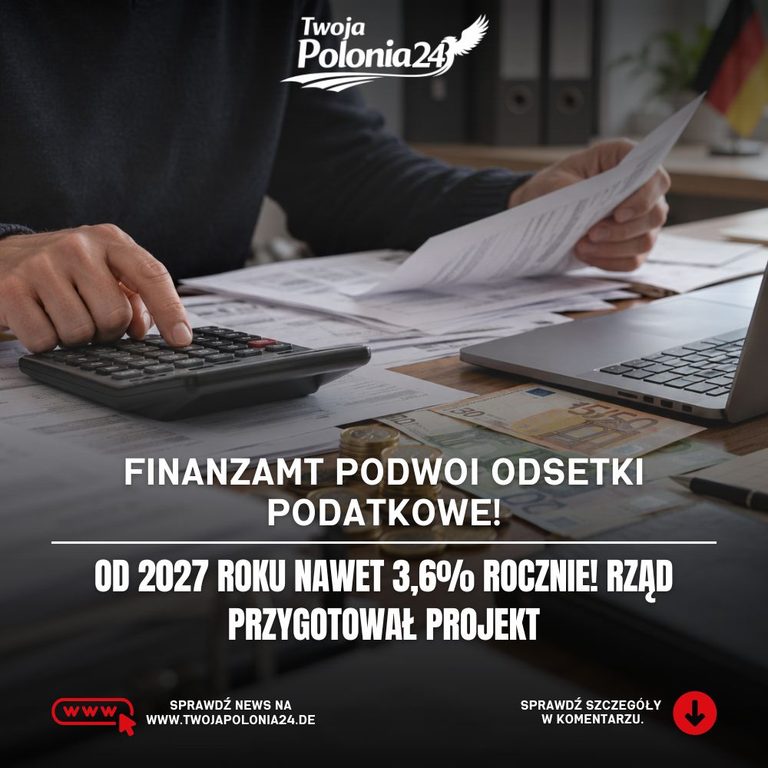 Odsetki podatkowe w Niemczech – dokumenty Finanzamt i euro, ilustracja podwyżki od 2027 roku