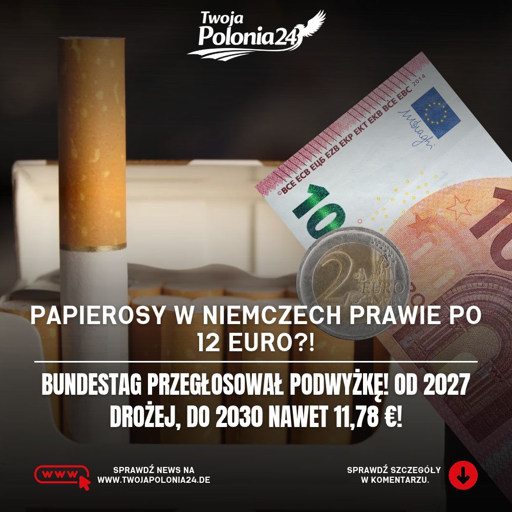 Papierosy w Niemczech – Bundestag przegłosował podwyżkę podatku tytoniowego 15 października 2026 roku.