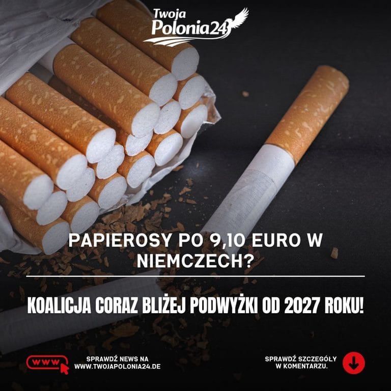 Papierosy w Niemczech – ilustracja planowanej podwyżki cen do 9,10 euro za paczkę w 2027 roku