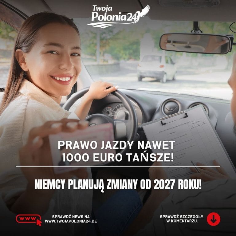 Prawo jazdy w Niemczech – samochód niemieckiej szkoły jazdy, ilustracja planowanej obniżki kosztów kursów nawet o 1000 euro.