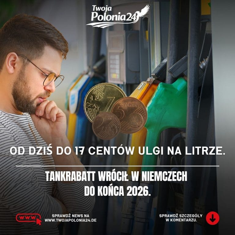 Tankrabatt w Niemczech – około 17 centów ulgi podatkowej na litrze paliwa od 1 października 2026