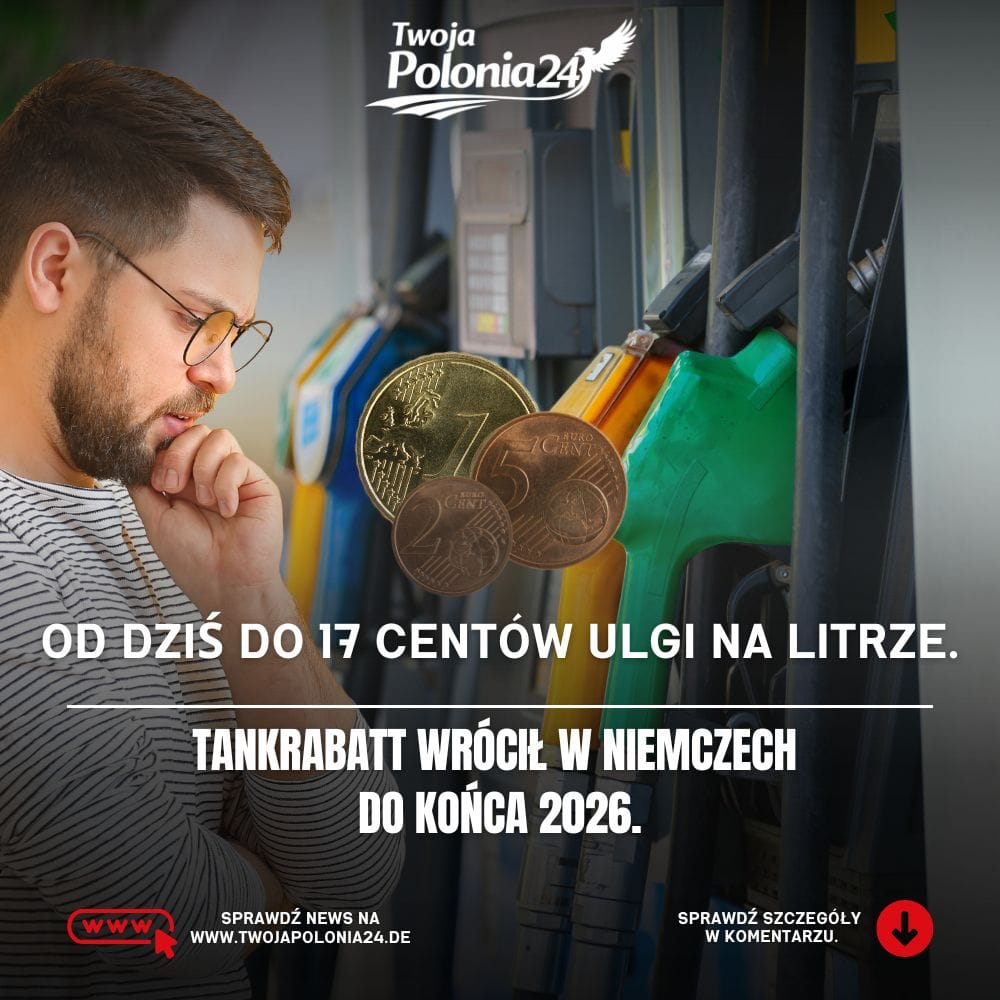 Tankrabatt w Niemczech – około 17 centów ulgi podatkowej na litrze paliwa od 1 października 2026