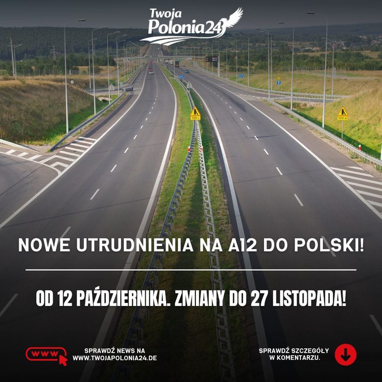 Utrudnienia na A12 do Polski – remont autostrady w Brandenburgii pomiędzy Fürstenwalde-West a Briesen.