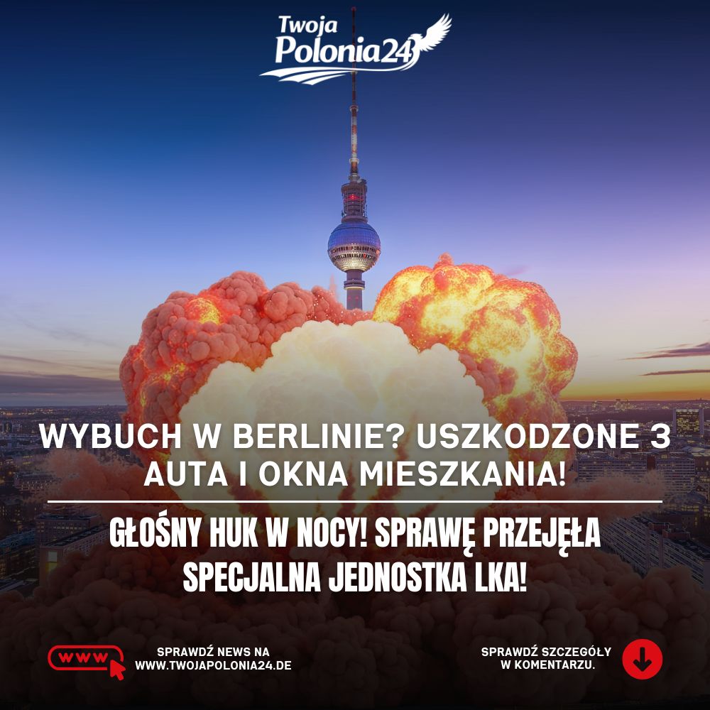 Wybuch w Berlinie – ilustracja nocnej ulicy w Charlottenburgu, gdzie uszkodzone zostały trzy samochody i szyby pobliskiego mieszkania.