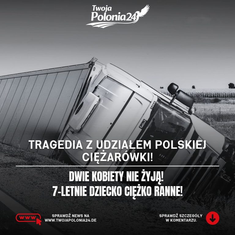 Wypadek na B239 w Niemczech – polska ciężarówka i samochód osobowy uczestniczące w tragicznym zderzeniu, w którym zginęły dwie kobiety. Grafika ilustracyjna.