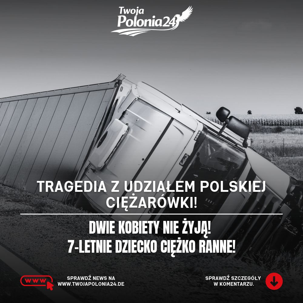 Wypadek na B239 w Niemczech – polska ciężarówka i samochód osobowy uczestniczące w tragicznym zderzeniu, w którym zginęły dwie kobiety. Grafika ilustracyjna.